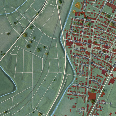 Second close-up of the map of Reading, Ohio print showing more streets and buildings