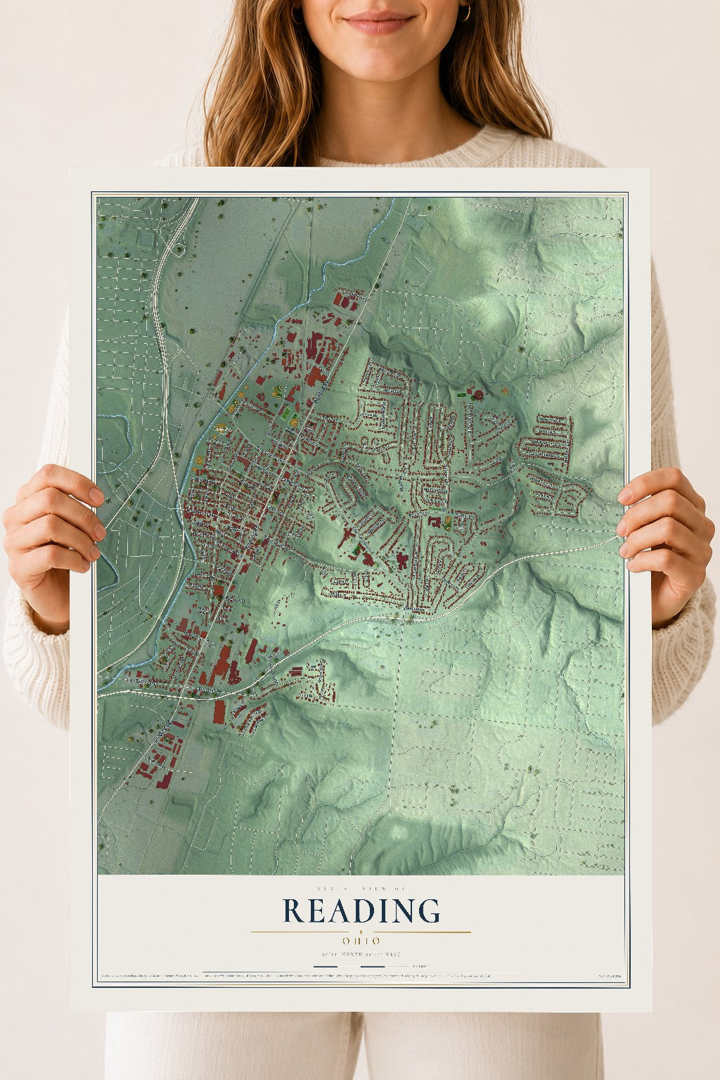 Map of Reading, Ohio, 18 x 24 inch unframed archival matte print