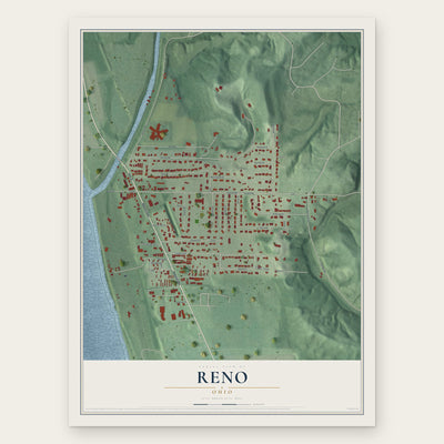 Reno, Ohio map print, the full design