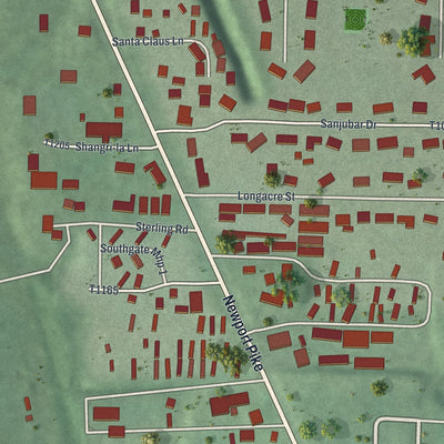 Close-up of the map of Reno, Ohio print showing street and building detail