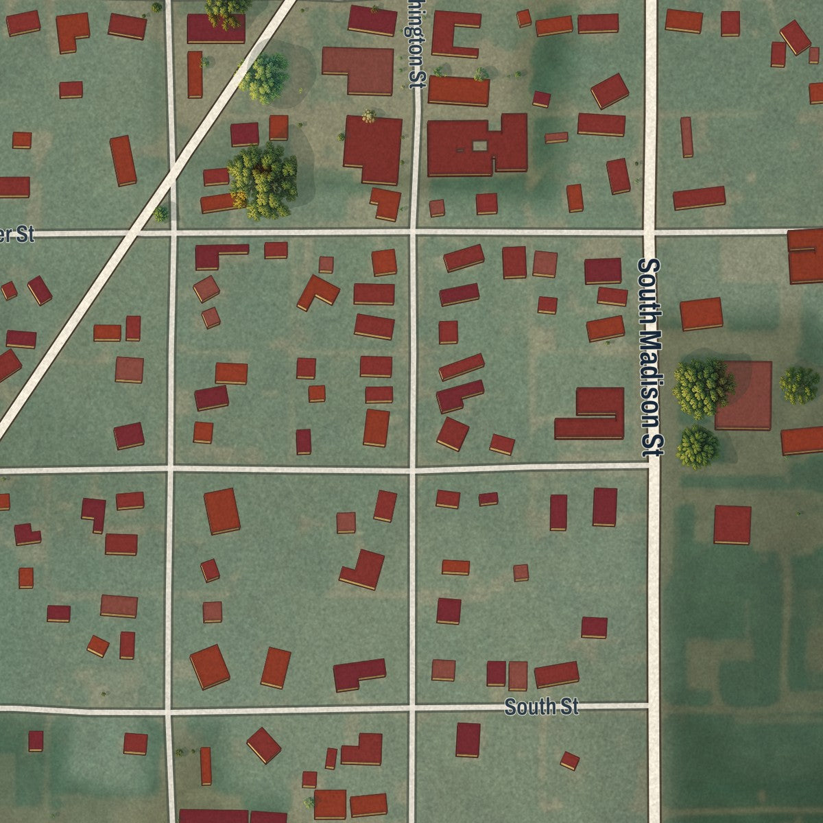 Close-up of the map of Republic, Ohio print showing street and building detail