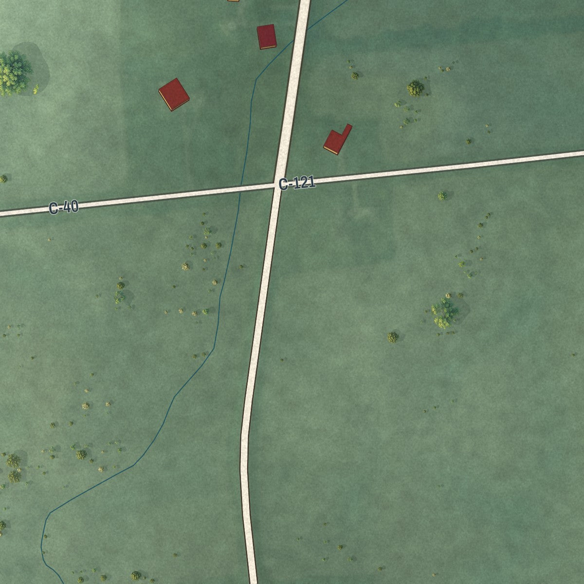 Second close-up of the map of Ridgeway, Ohio print showing more streets and buildings
