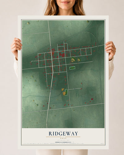 Map of Ridgeway, Ohio, 24 x 36 inch unframed archival matte print