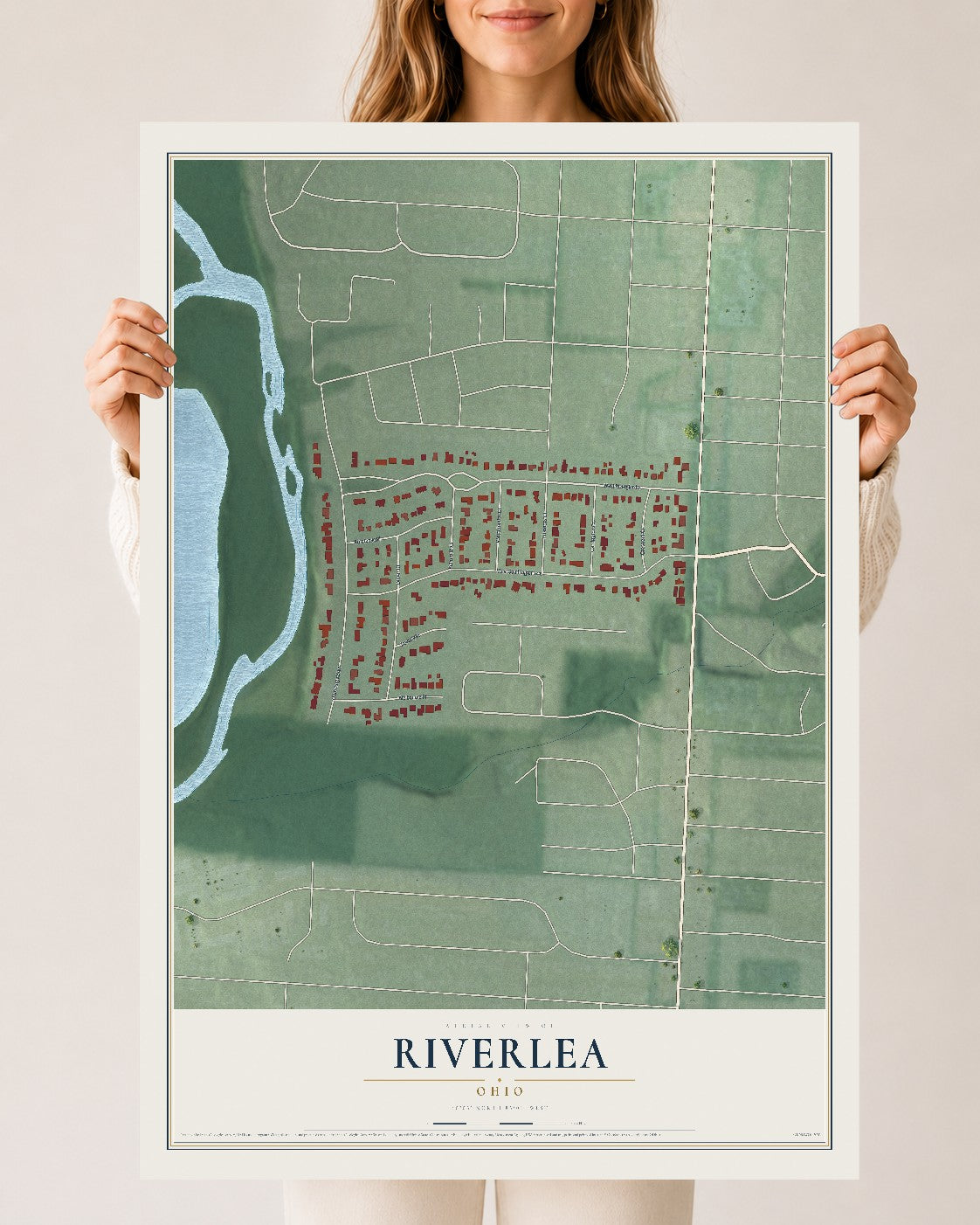 Map of Riverlea, Ohio, 24 x 36 inch unframed archival matte print