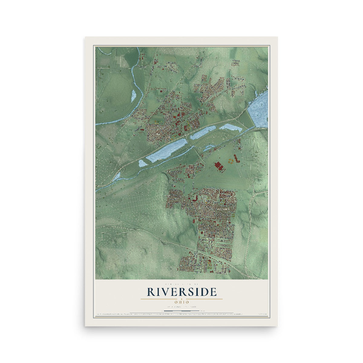 Map of Riverside, Ohio, 12 x 18 inch unframed archival matte print