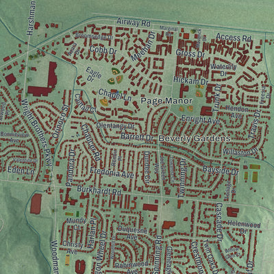 Close-up of the map of Riverside, Ohio print showing street and building detail
