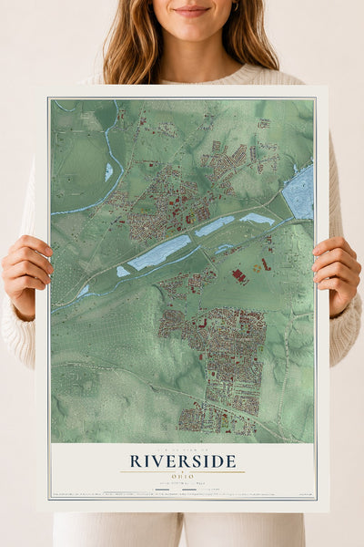 Map of Riverside, Ohio, 18 x 24 inch unframed archival matte print