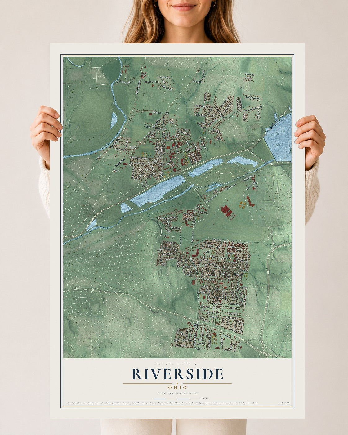 Map of Riverside, Ohio, 24 x 36 inch unframed archival matte print