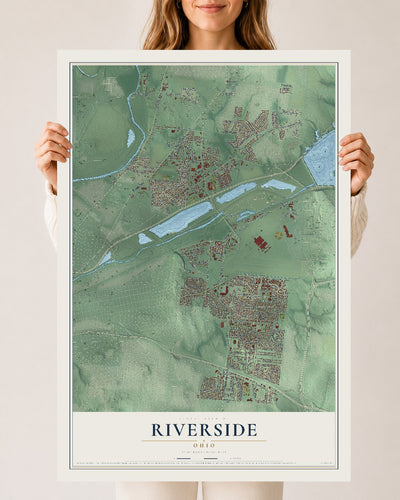 Map of Riverside, Ohio, 24 x 36 inch unframed archival matte print