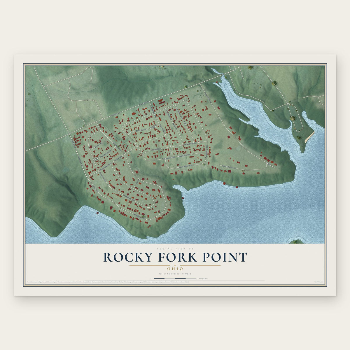 Rocky Fork Point, Ohio map print, the full design