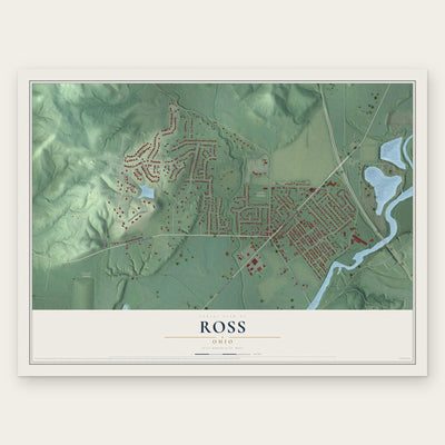 Ross, Ohio map print, the full design