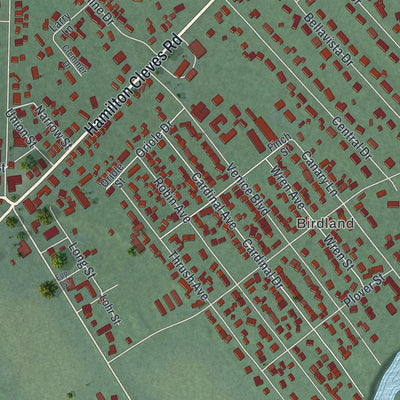 Close-up of the map of Ross, Ohio print showing street and building detail