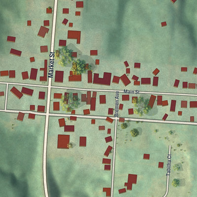 Close-up of the map of Rushville, Ohio print showing street and building detail