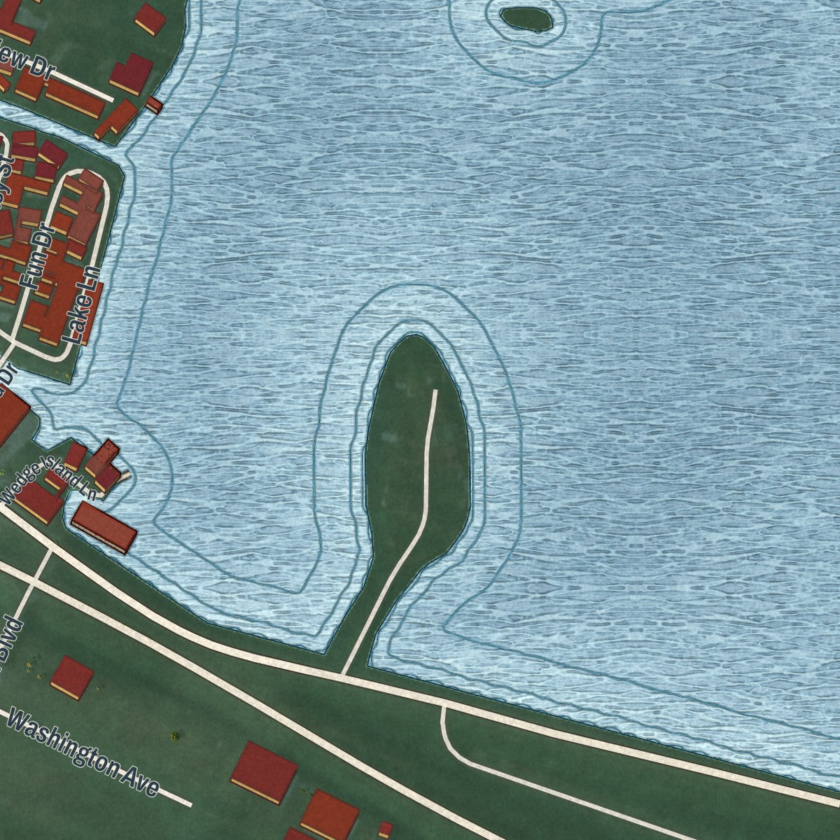 Second close-up of the map of Russells Point, Ohio print showing more streets and buildings