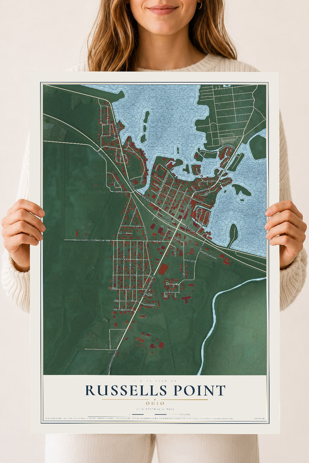 Map of Russells Point, Ohio, 18 x 24 inch unframed archival matte print