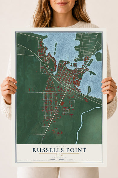 Map of Russells Point, Ohio, 18 x 24 inch unframed archival matte print