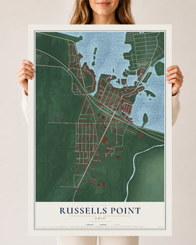 Map of Russells Point, Ohio, 24 x 36 inch unframed archival matte print