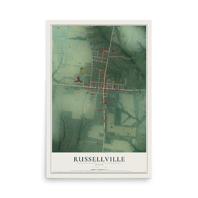 Map of Russellville, Ohio, 12 x 18 inch unframed archival matte print