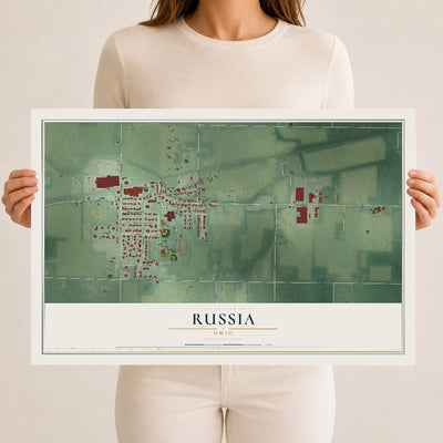 Map of Russia, Ohio, 12 x 18 inch unframed archival matte print