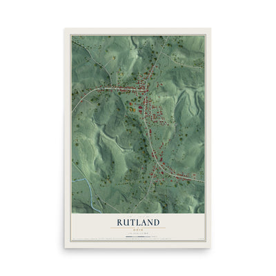 Map of Rutland, Ohio, 12 x 18 inch unframed archival matte print