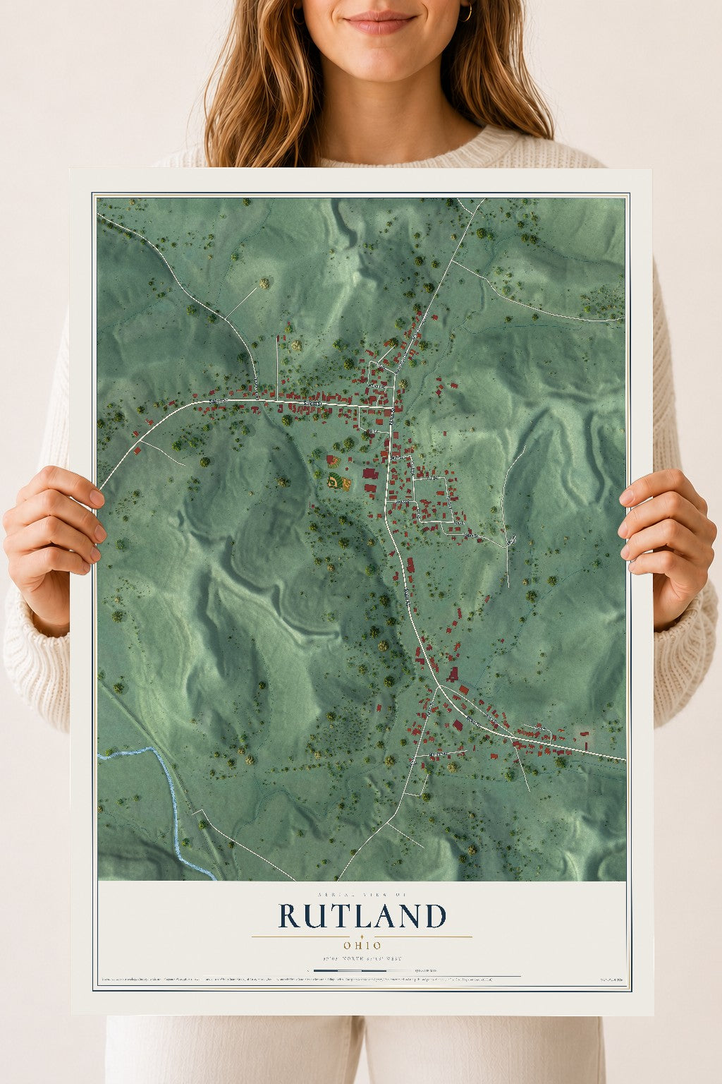 Map of Rutland, Ohio, 18 x 24 inch unframed archival matte print