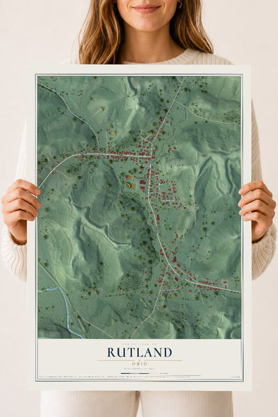Map of Rutland, Ohio, 18 x 24 inch unframed archival matte print