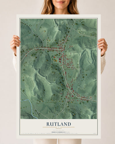 Map of Rutland, Ohio, 24 x 36 inch unframed archival matte print