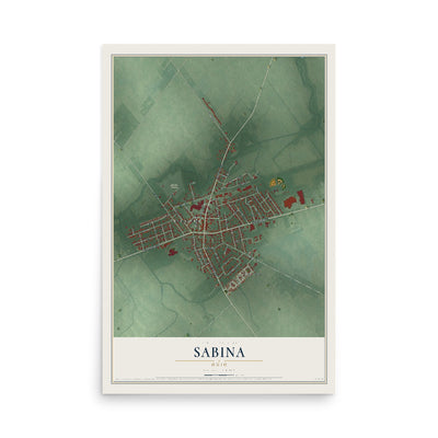 Map of Sabina, Ohio, 12 x 18 inch unframed archival matte print