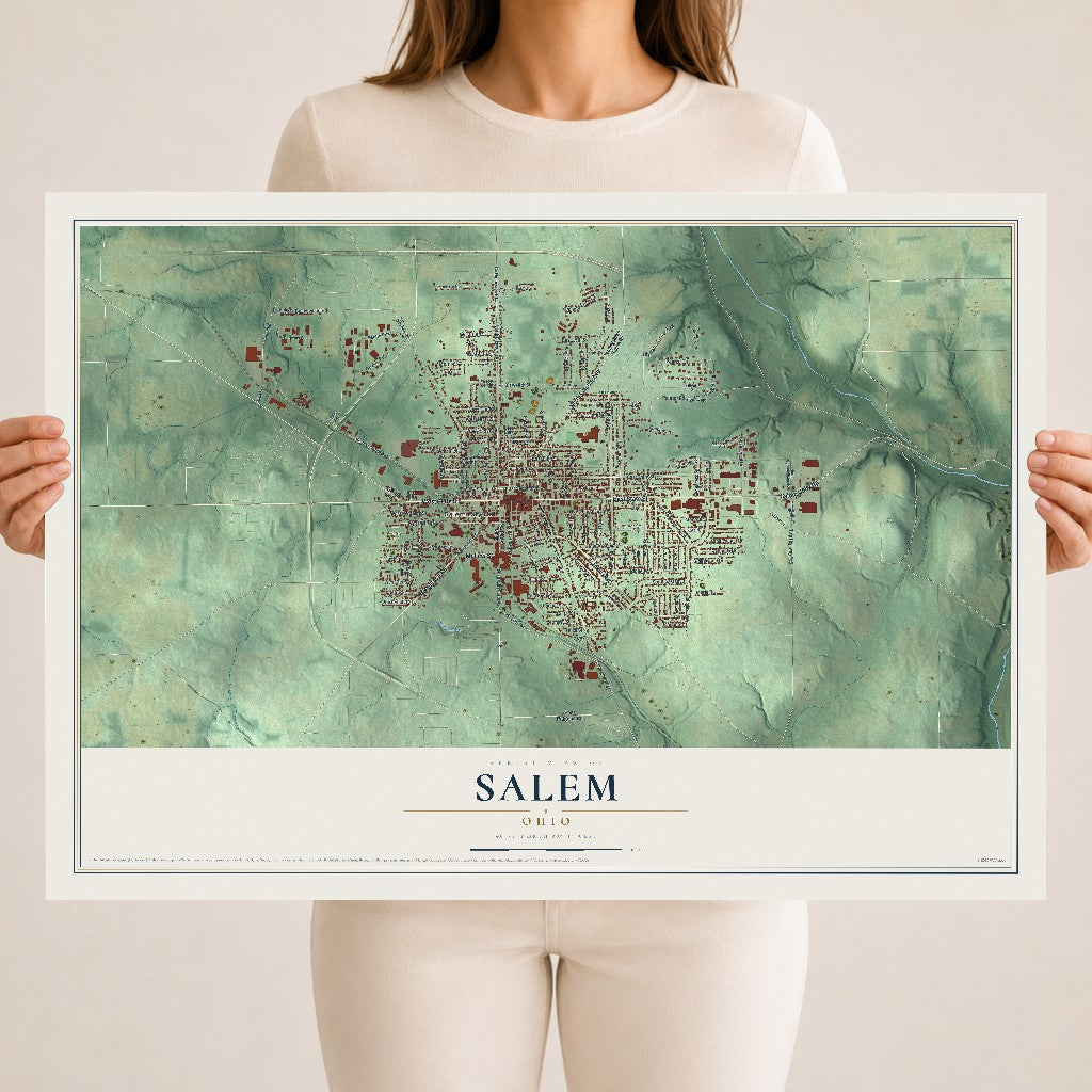 Map of Salem, Ohio, 18 x 24 inch unframed archival matte print