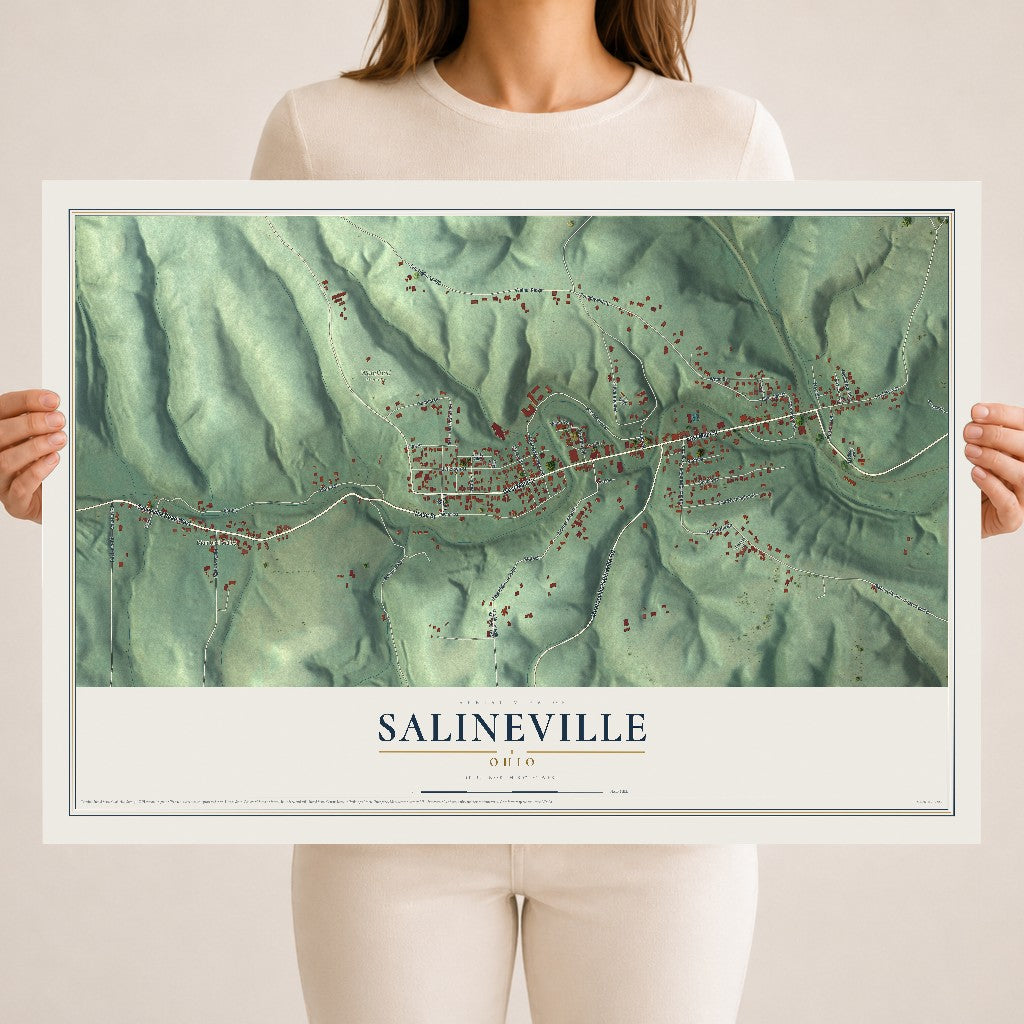 Map of Salineville, Ohio, 18 x 24 inch unframed archival matte print