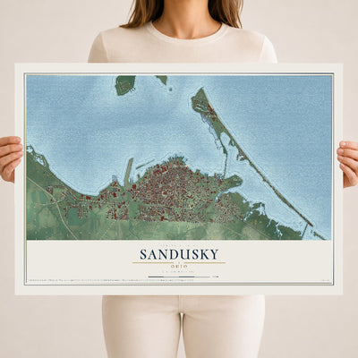 Map of Sandusky, Ohio, 18 x 24 inch unframed archival matte print