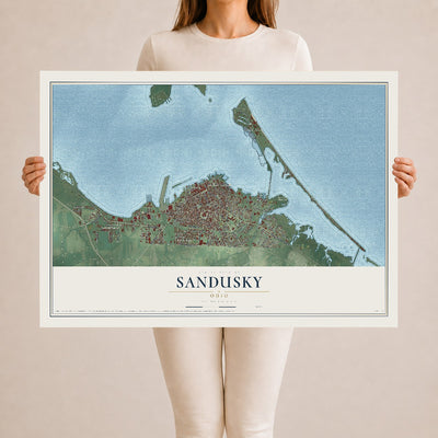 Map of Sandusky, Ohio, 24 x 36 inch unframed archival matte print