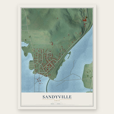 Sandyville, Ohio map print, the full design