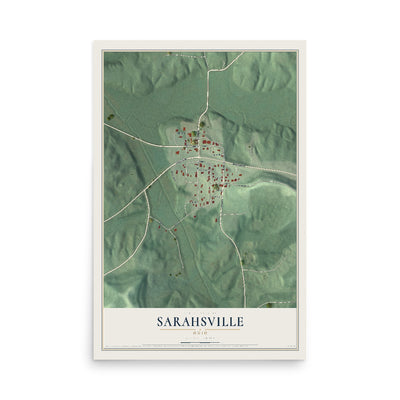 Map of Sarahsville, Ohio, 12 x 18 inch unframed archival matte print