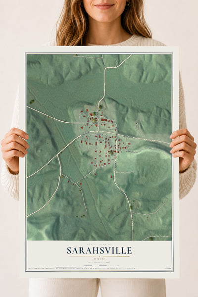 Map of Sarahsville, Ohio, 18 x 24 inch unframed archival matte print