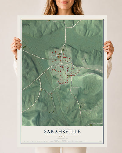 Map of Sarahsville, Ohio, 24 x 36 inch unframed archival matte print