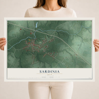 Map of Sardinia, Ohio, 18 x 24 inch unframed archival matte print