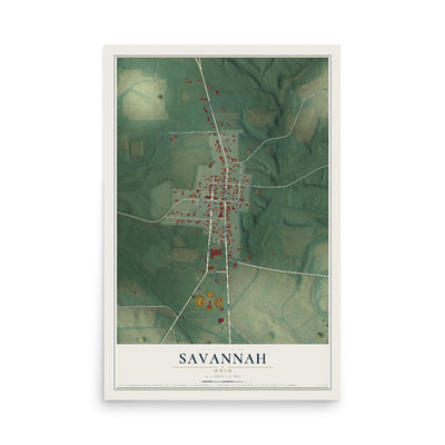 Map of Savannah, Ohio, 12 x 18 inch unframed archival matte print