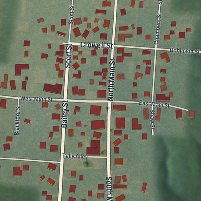 Close-up of the map of Savannah, Ohio print showing street and building detail