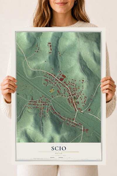 Map of Scio, Ohio, 18 x 24 inch unframed archival matte print