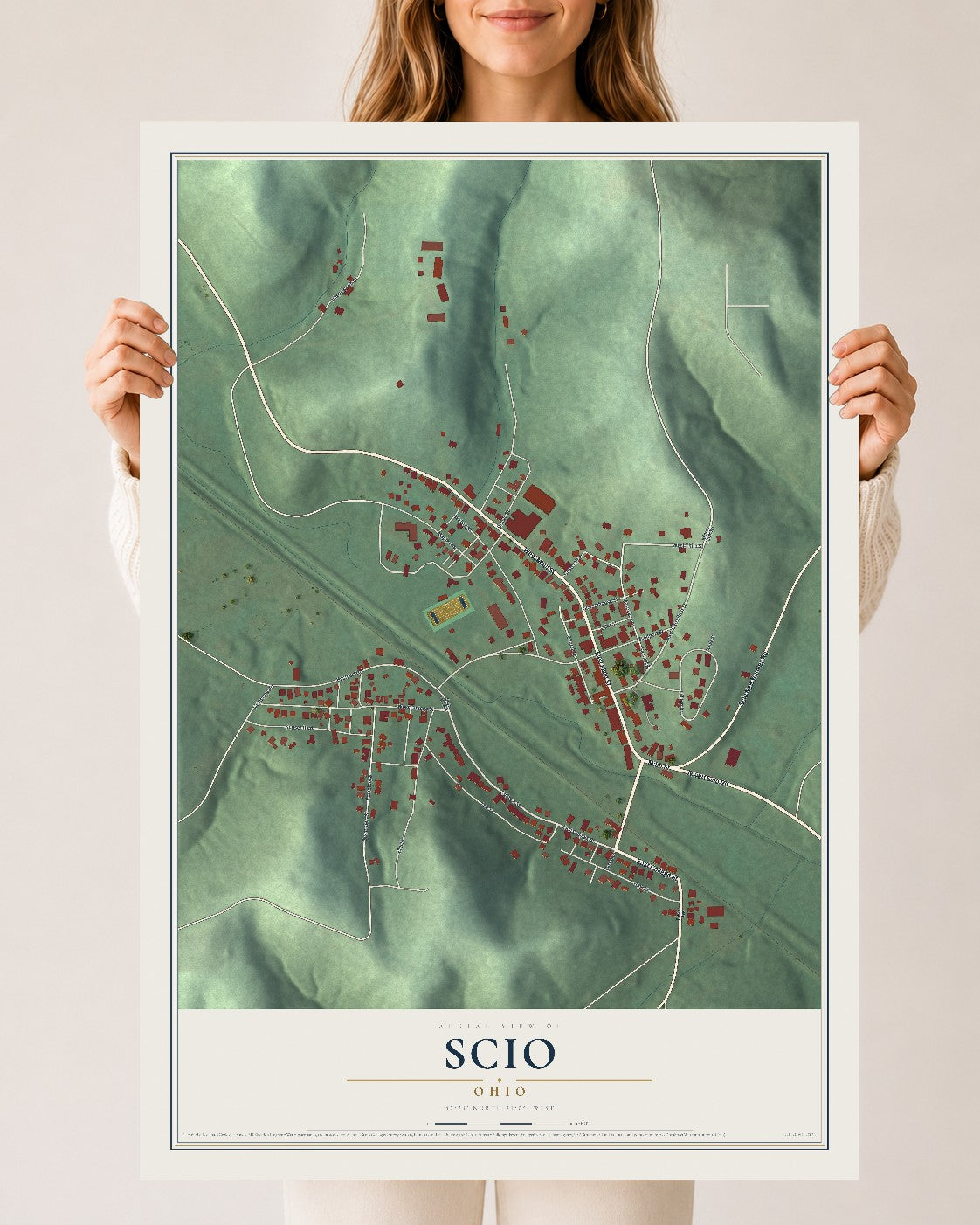 Map of Scio, Ohio, 24 x 36 inch unframed archival matte print