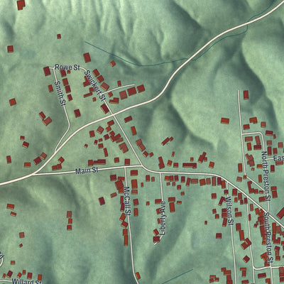 Close-up of the map of Sciotodale, Ohio print showing street and building detail