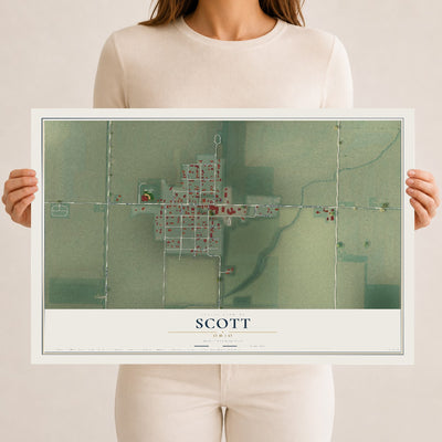 Map of Scott, Ohio, 12 x 18 inch unframed archival matte print