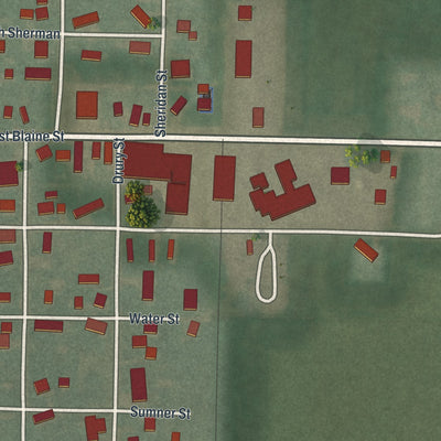 Close-up of the map of Scott, Ohio print showing street and building detail