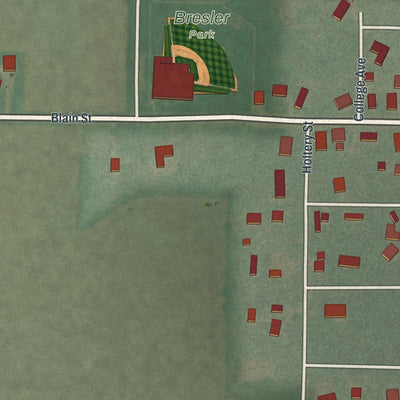 Second close-up of the map of Scott, Ohio print showing more streets and buildings