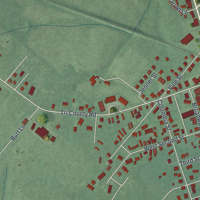 Second close-up of the map of Seaman, Ohio print showing more streets and buildings
