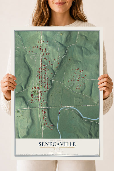 Map of Senecaville, Ohio, 18 x 24 inch unframed archival matte print