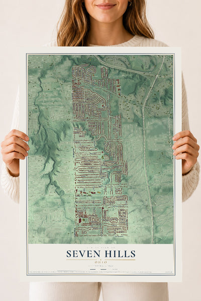 Map of Seven Hills, Ohio, 18 x 24 inch unframed archival matte print