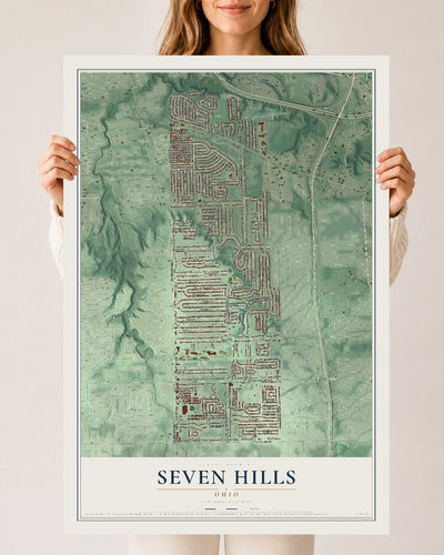 Map of Seven Hills, Ohio, 24 x 36 inch unframed archival matte print
