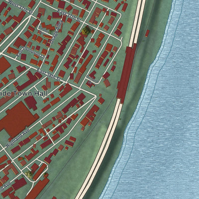 Second close-up of the map of Shadyside, Ohio print showing more streets and buildings